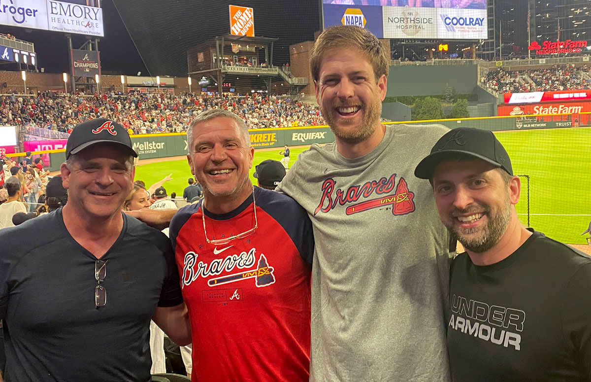 Photo of Jeff Arneson, Bryan Tebbe, Will Flynn and Jesse Dayhoff at a Braves game in Atlanta